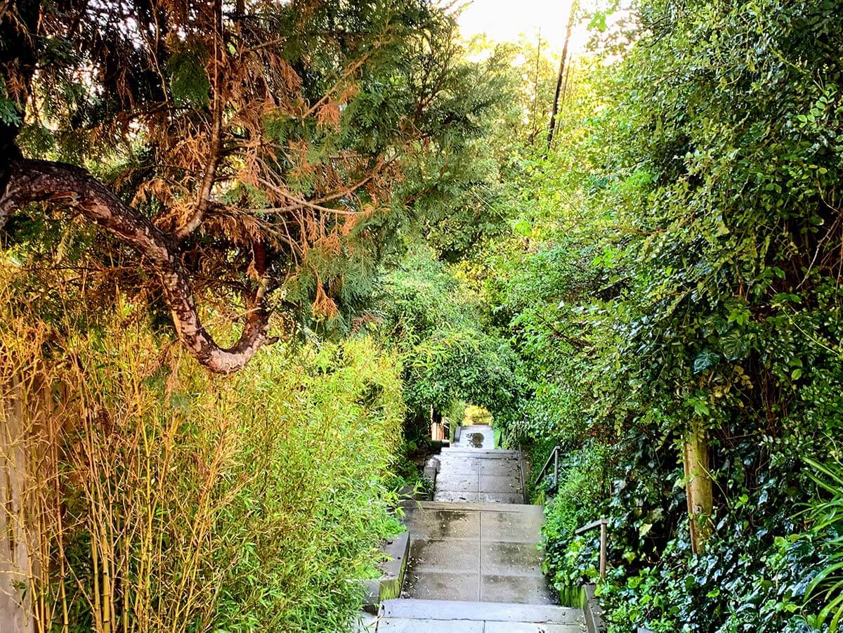 View of Vulcan stairway in San Francisco's Corona Heights neighborhood