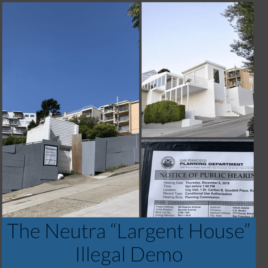 demolished Neutra designed Largent House SF before and after